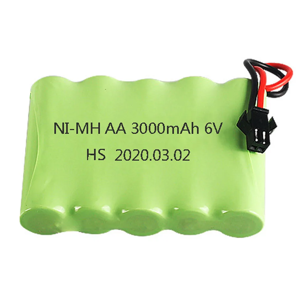 Ni-mh-bateria para brinquedos rc, 6 v, 3000mah, modelo sm, tomada m, carregador, carrinhos, robôs, tanque de barcos, armas, aa, 2400mah, 6 v, pacote de peças