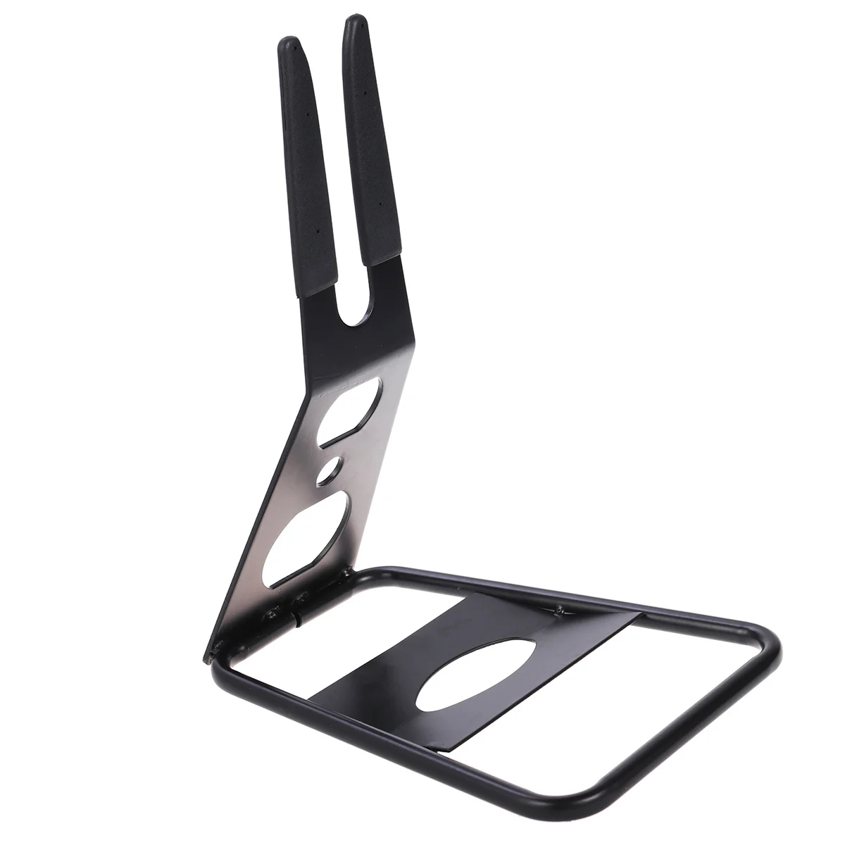 حامل رفوف ركن الدراجة، حامل أرضي معدني، تصميم محمول قابل للطي للدراجات الجبلية، حامل عرض إصلاح الدراجات باللون الأسود