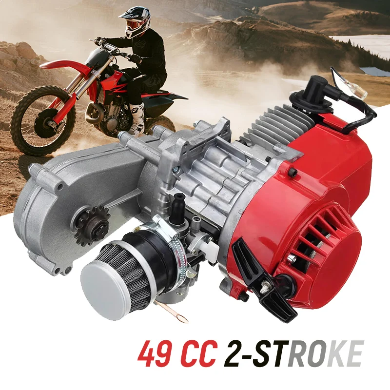 

49CC двухтактный двигатель с пуском для мини-байка, мотоцикла, скутера, квадроцикла, багги, 4-колесный квадроцикл, карманный велосипед, кроссовый велосипед