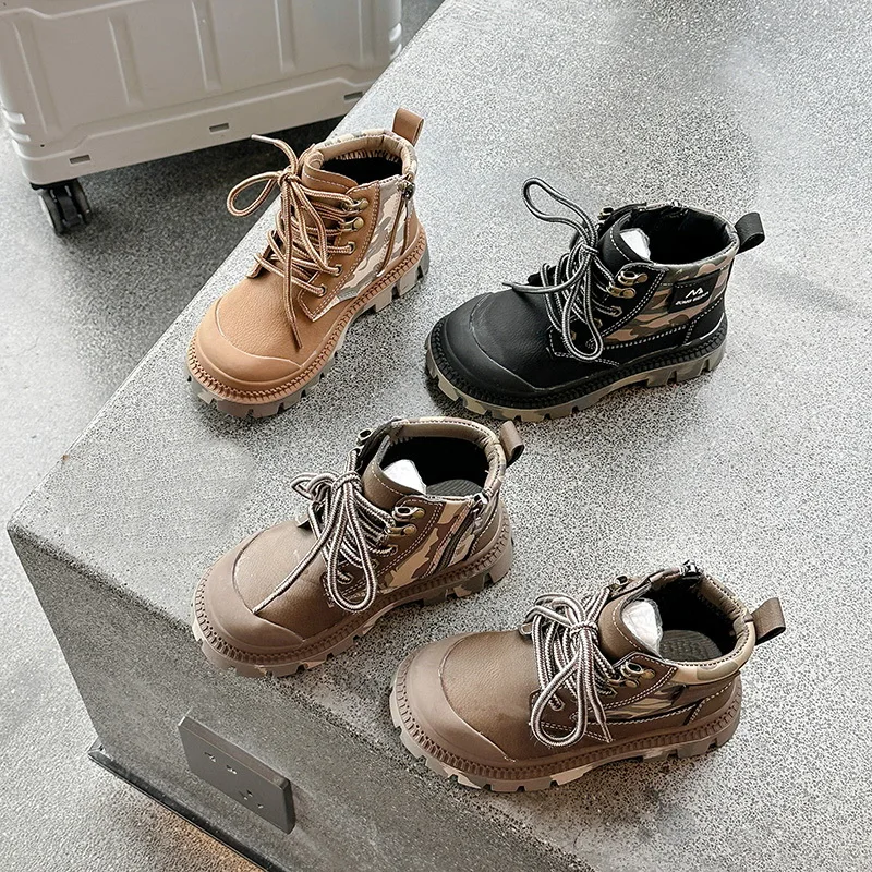 Spring Autumn Winter Ankle Camouflage Boots Light Girl Platform Super Cool Boys Short Boots Super Cozy Shoes