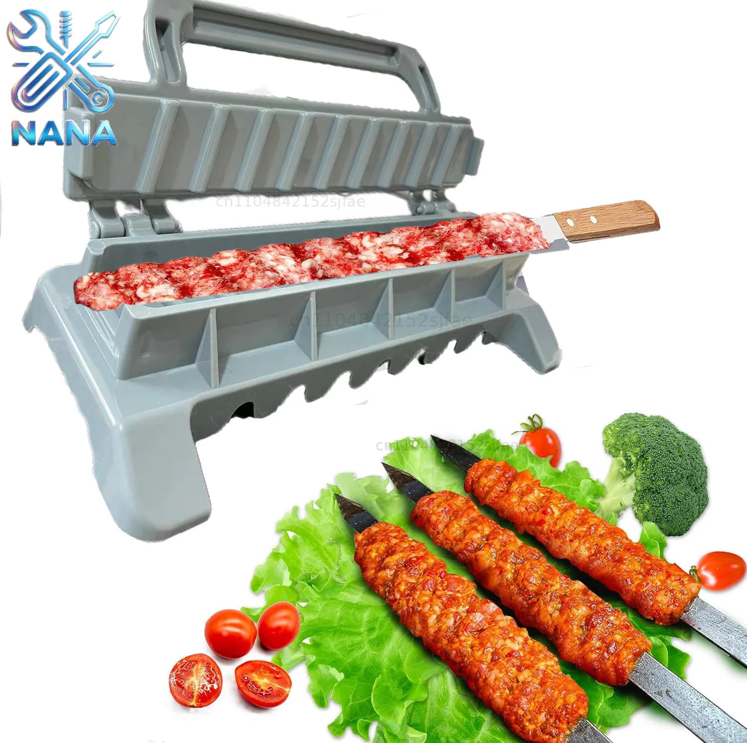 NewSingle Row Kebab Maker Bbq Meat Skewer Machine Kebab Press Maker Reusable Plastic Bbq Skewer Maker Kebab Preparation BBQ Tool