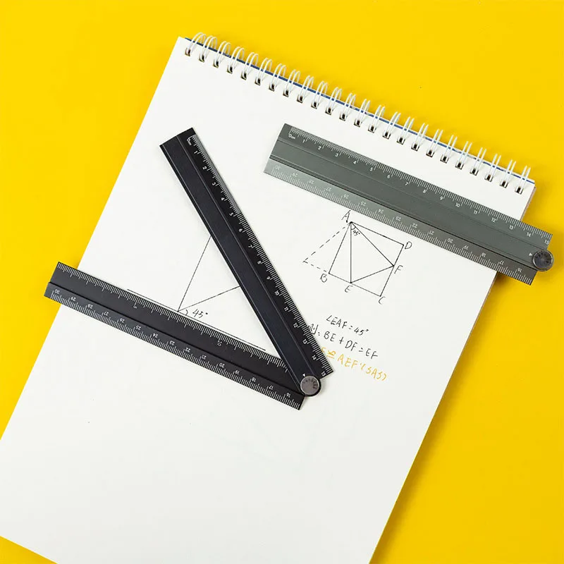 30cm Aluminum Folding Ruler - Multi-Functional Metal Measuring Tool for Drawing, Carpentry & DIY Projects