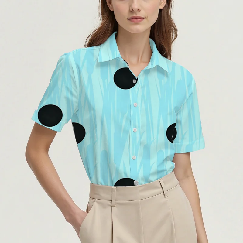 

Minimalist design women's regular short-sleeved printed shirt, casual style, suitable for commuting, dating, and other occasions