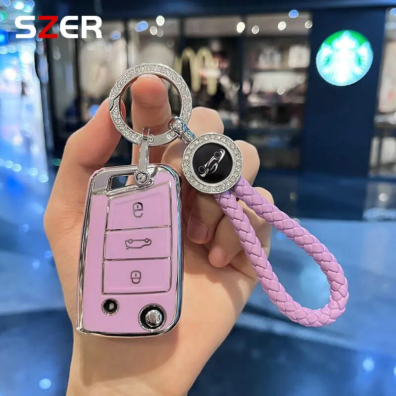 

Fashion TPU Car Key Case Cover For Volkswagen VW Polo Golf 7 GTI MK7 Tiguan Passat Bora Touran Beetle Skoda Octavia A7 Kodiaq