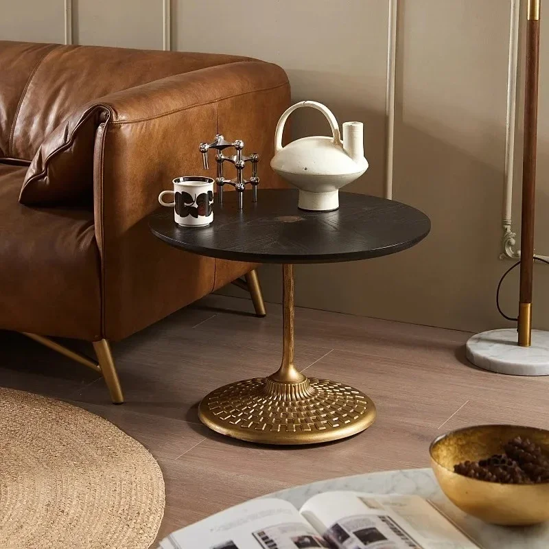 A Nordic Oak Retro Style round Conference Table Household round Tea Table Iron Coffee round Table