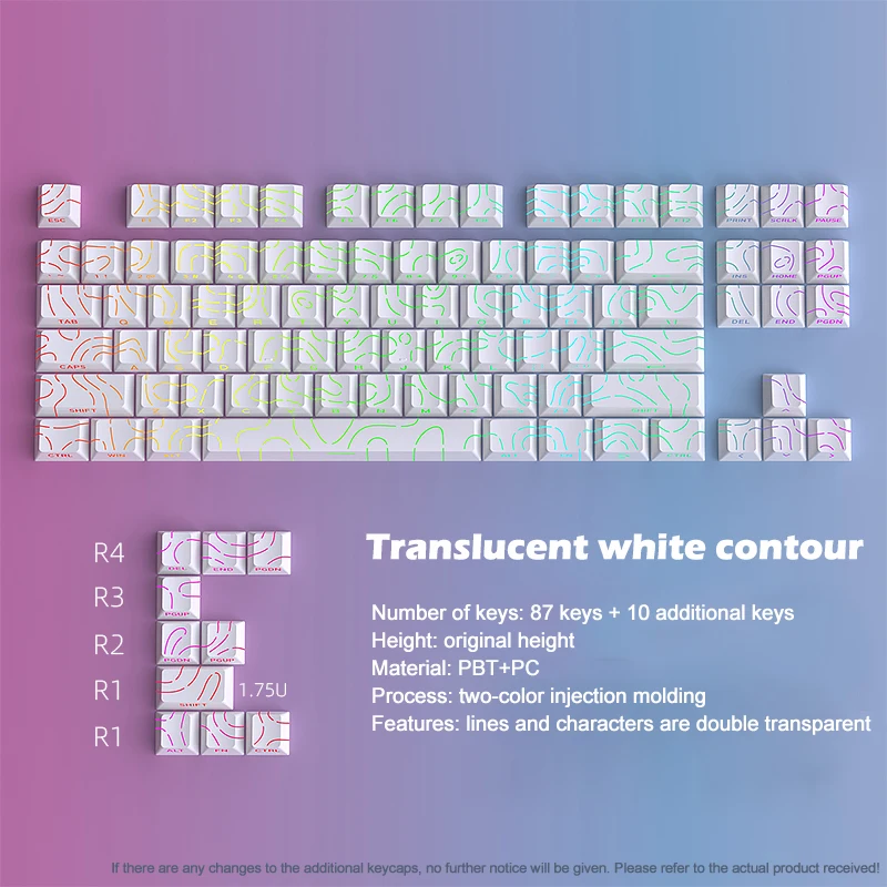 HJS White Keycaps 87 Keycaps Customized PC PBT Keycaps For Mechanical Keyboard RGB Backlit Gaming Keyboard DIY Keyboard Keycap