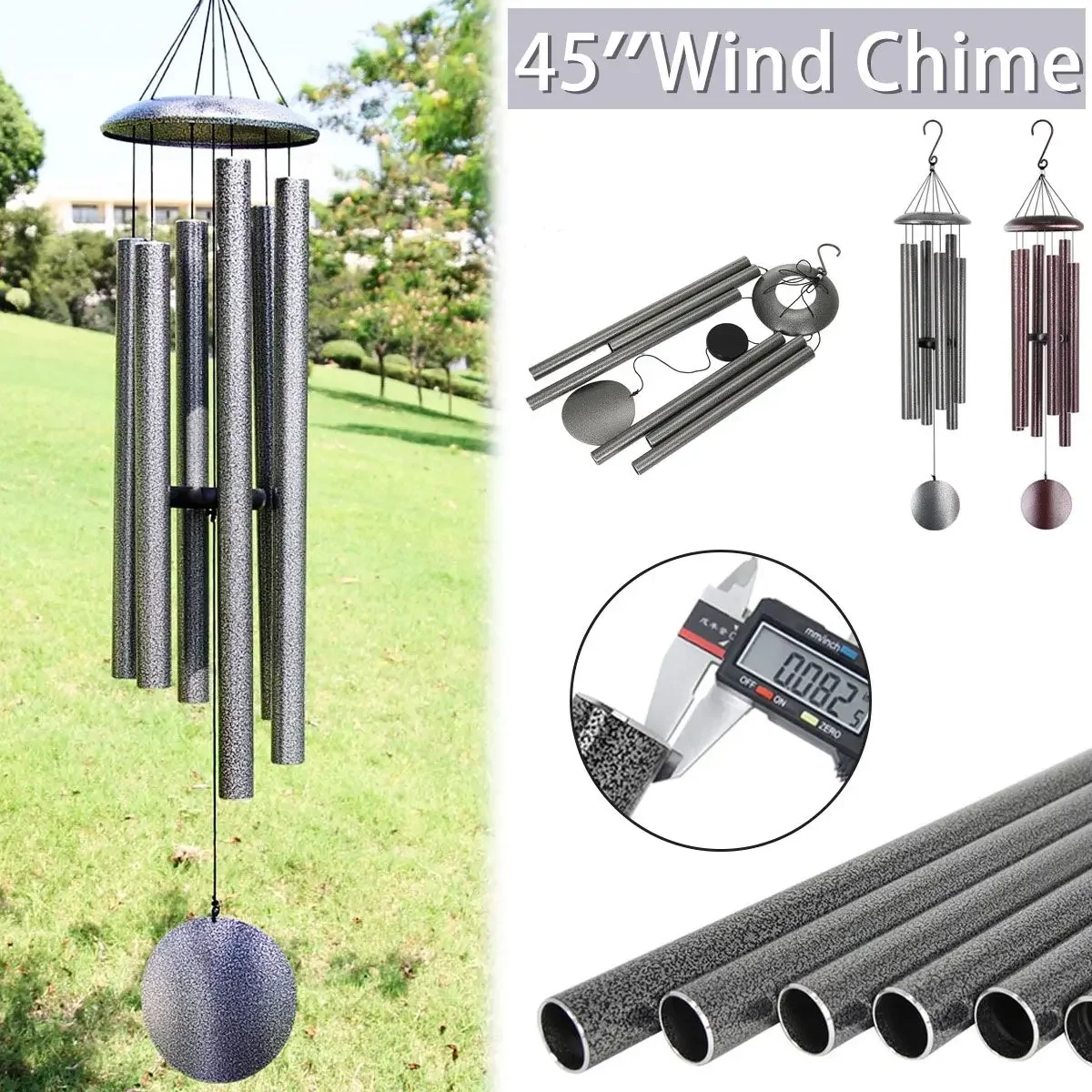 

Adjustable Tone Wind Chime Pendant 45 Inch Deep Tone Windchime Home Decorative Balcony Hanging Ornament Garden Wind Chimes Bells