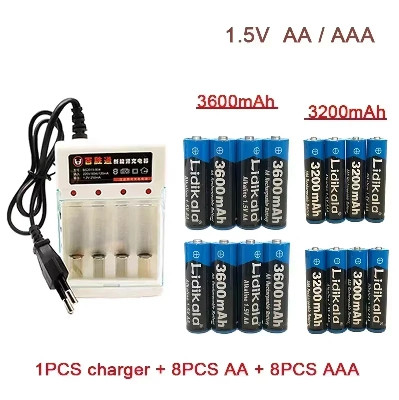 1.5V aa3600mah/aaa 3200mah 1.5V újratölthető Tettlegesség vel töltő, Lübös Iparműtan számára Számítógépes Ingaóra csillagkép videó játékok