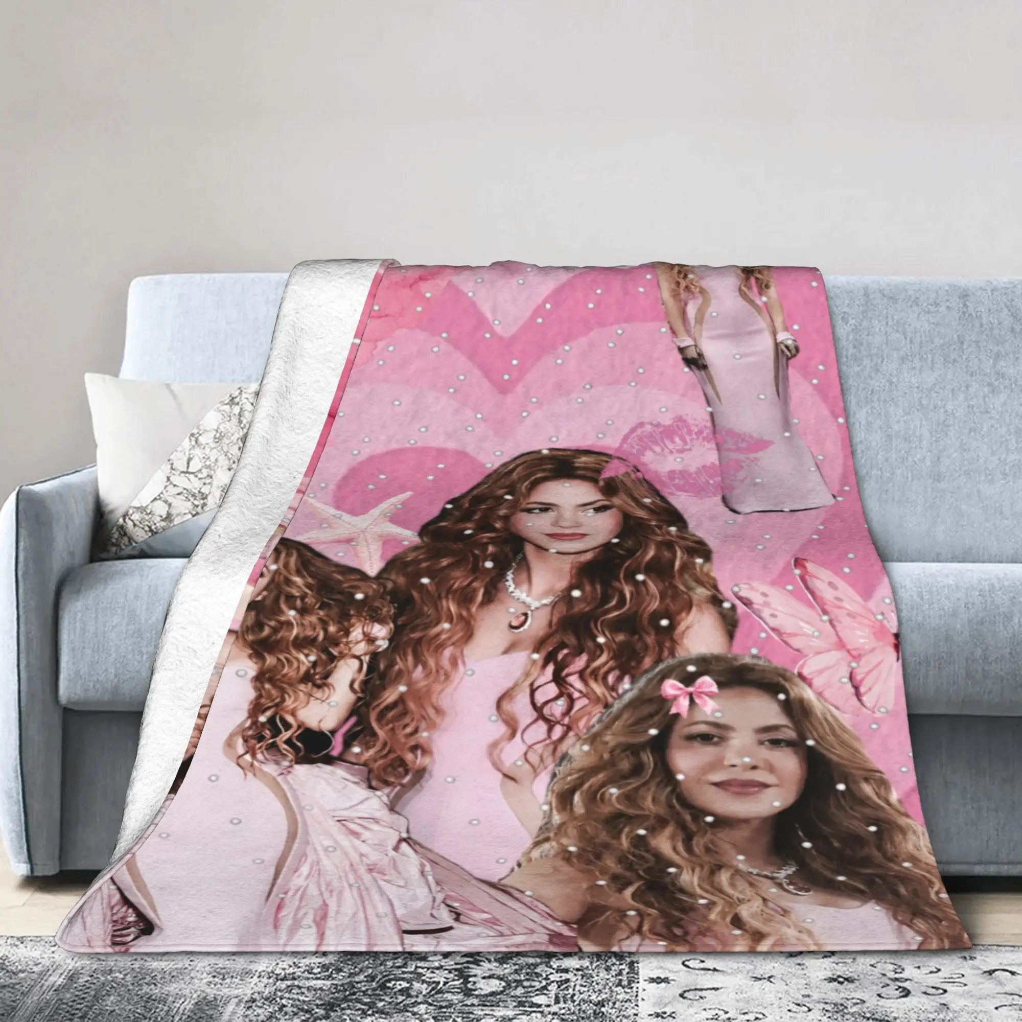 Shakira Colombian Singer Blanket Flannel  Super Warm Throw Blankets for Car Sofa Couch Bed Rug