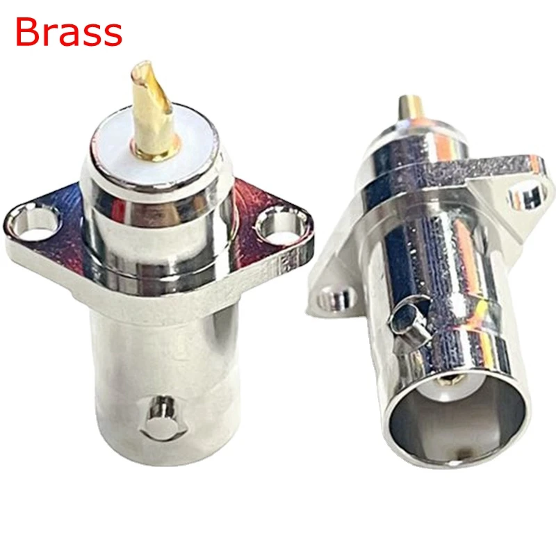 1PCS Q9 BNC Female Jack with 2Hole Rhombic Flange Connector BNC Female Rhonbic Solder Chassis Panel Mount Socket Brass Copper