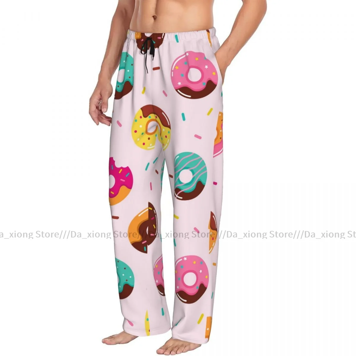 Men's Casual Pajama Sleeping Pants Sweet Summer With Donuts Lounge Loose Trousers Comfortable Nightwear