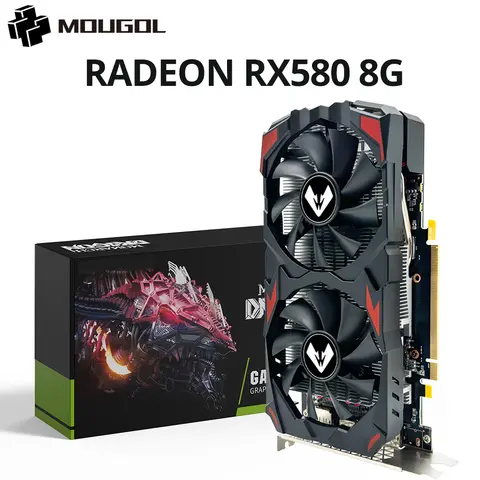 MOUGOL Radeon RX580 8G Graphics Card GDDR5 Memory AMD Gaming Card 256Bit DP DVI Interface Directx12 for Desktop Computers