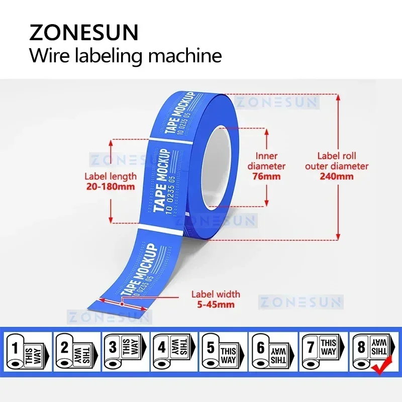 Zonesun Wire Labeling Machine Cable Label Maker Electrical Wire Labeling Devices Labeler Label Applicator ZS-WTB1