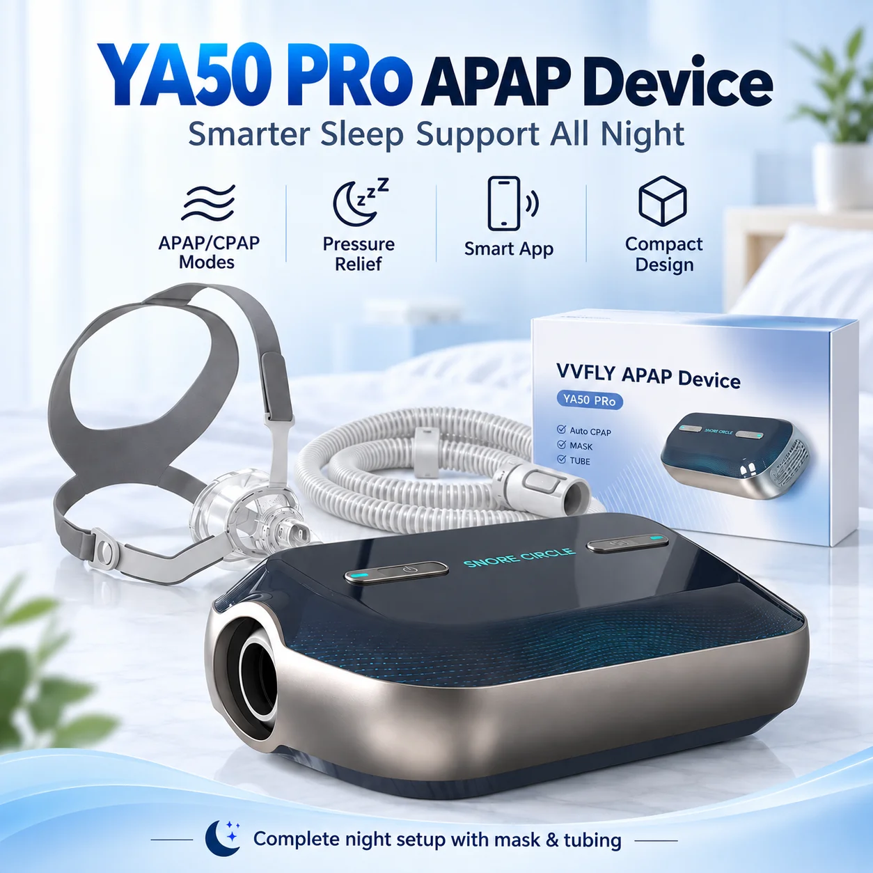 Resoxy Auto CPAP Machine Portable For Travel Sleep Apnea CPAP Machine Anti Snoring OSA Respirator with CPAP Mask Mini Ventilator