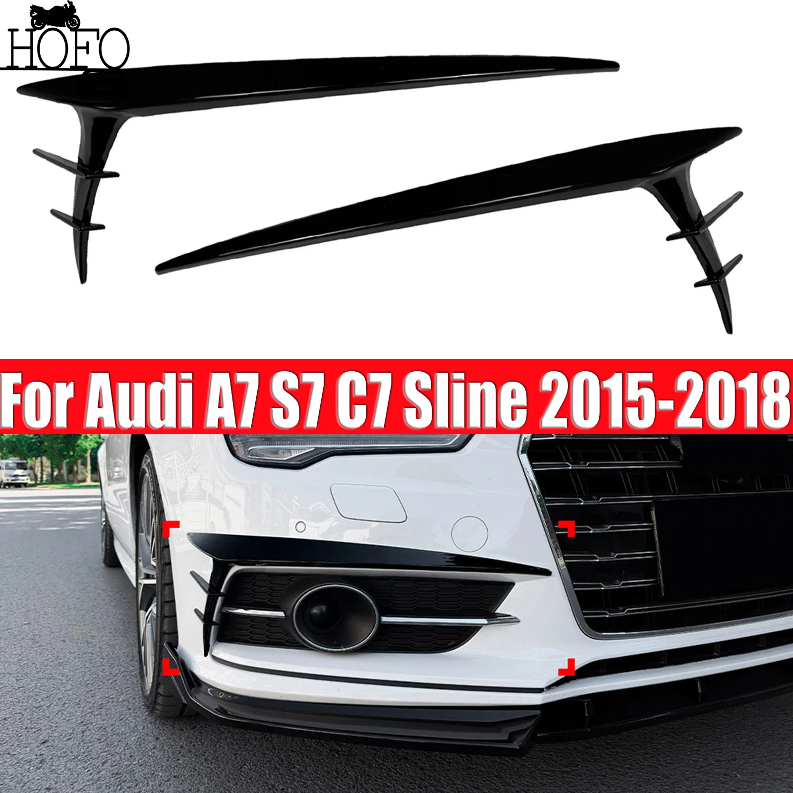 

2pcs Front Bumper Side Air Vent Trim For Audi A7 S7 C7 Sline 2015-2018