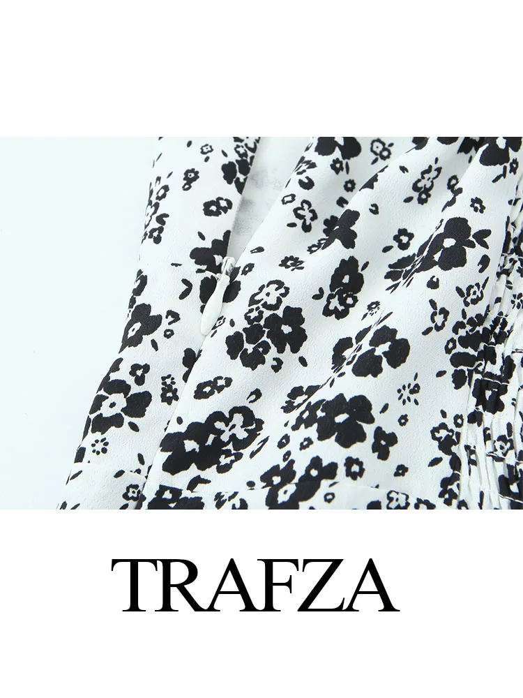 TRAFZA Summer Female New Dress Fashion Trend Spaghetti Strap Dresses Casual Beach Style Print Zipper Backless Dresses Mujer TRAF