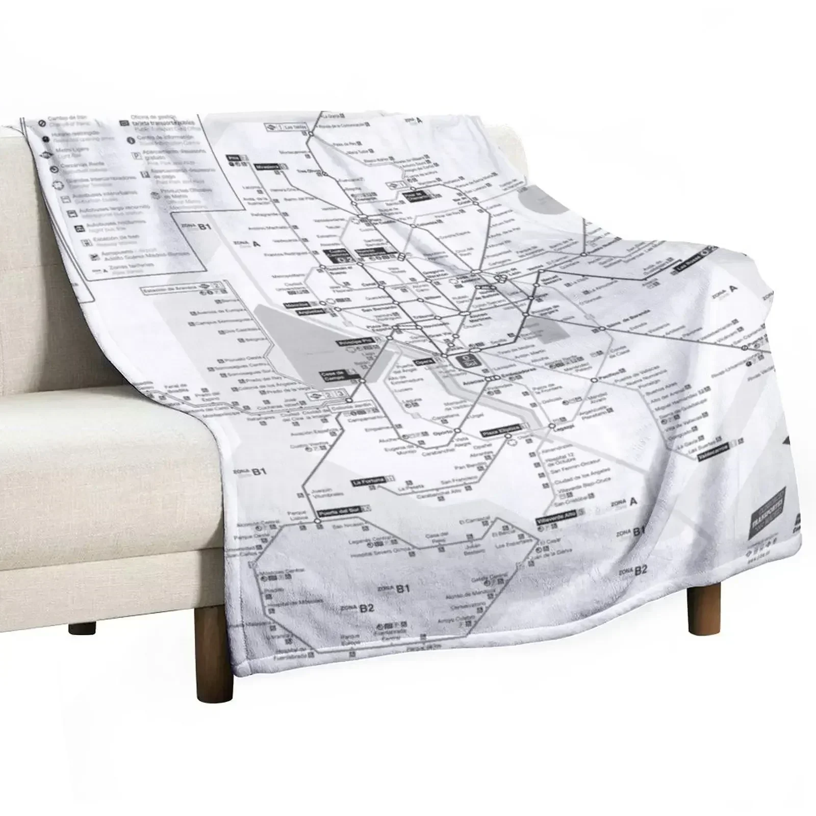 

Madrid Metro Throw Blanket Stylish Decor Blanket Gift for Friends Roommate