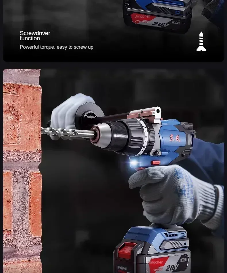 

Brushless Impact Drill with Lithium-ion Battery, Rechargeable Handheld Drill Driver for Home Use