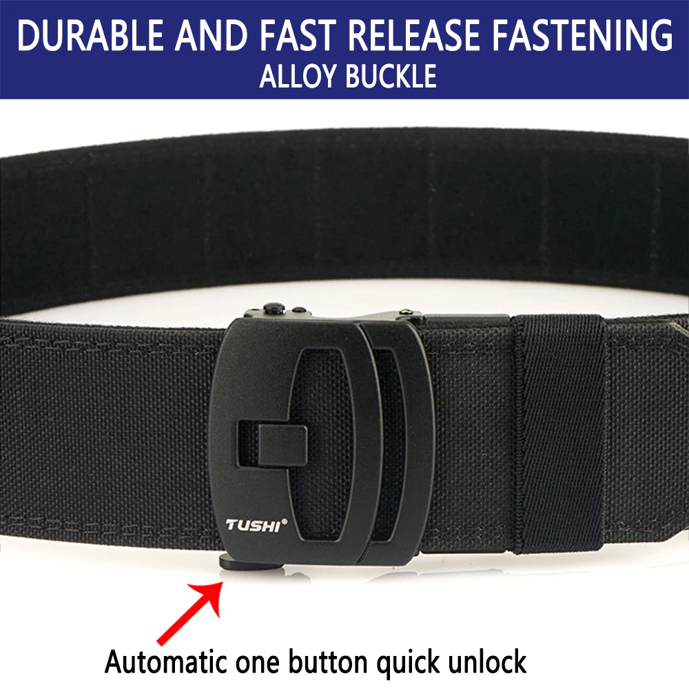 TUSHI Outdoor Hunting Men Tactical Belt Multi-Function Nylon Belt High Quality Marine Corps Automatically inner and outer Belt