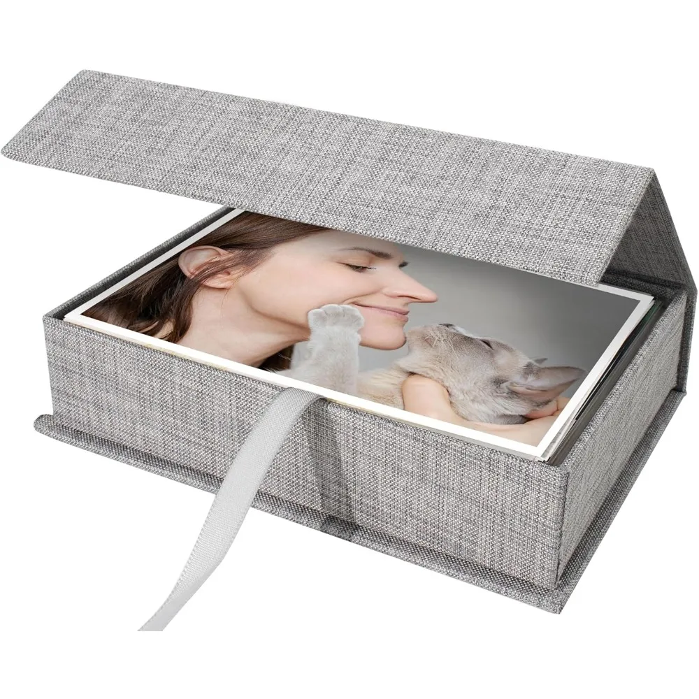 

Photo Storage Box, Portable and Stackable, Premium Linen Material, Small and Simple, 4x6 Linen Photo Storage Box