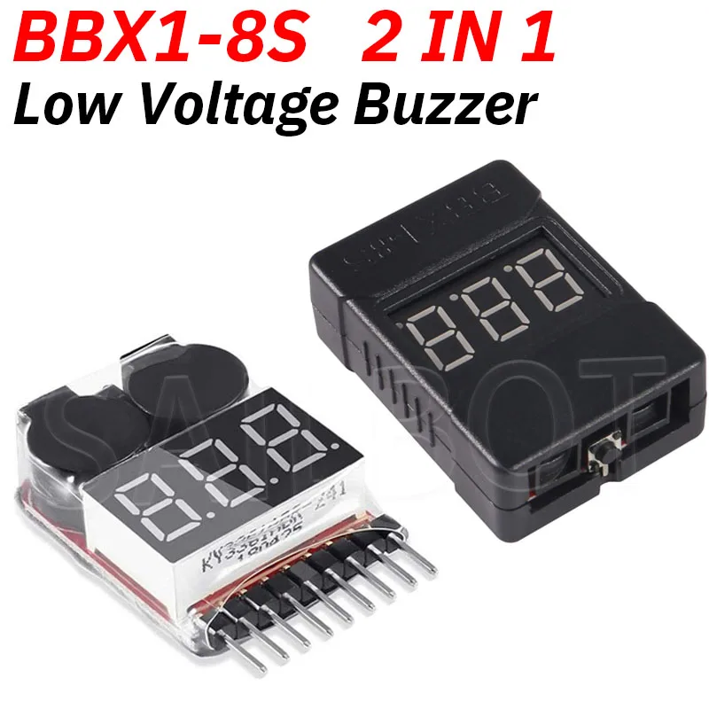 

1-8S BBX1-8S 2IN1 Тестер напряжения аккумулятора Lipo/Сигнализация звукового сигнала низкого напряжения/Провер напряжения аккумулятора Двойные динамики для Lipo/Li-ion