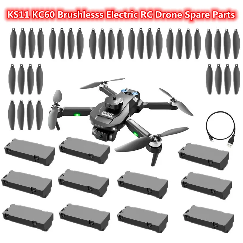 

KS11 KC60 Brushless Electric Remote Control Drone Spare Parts 3.7V 1800MAH Battery/Propeller/USB