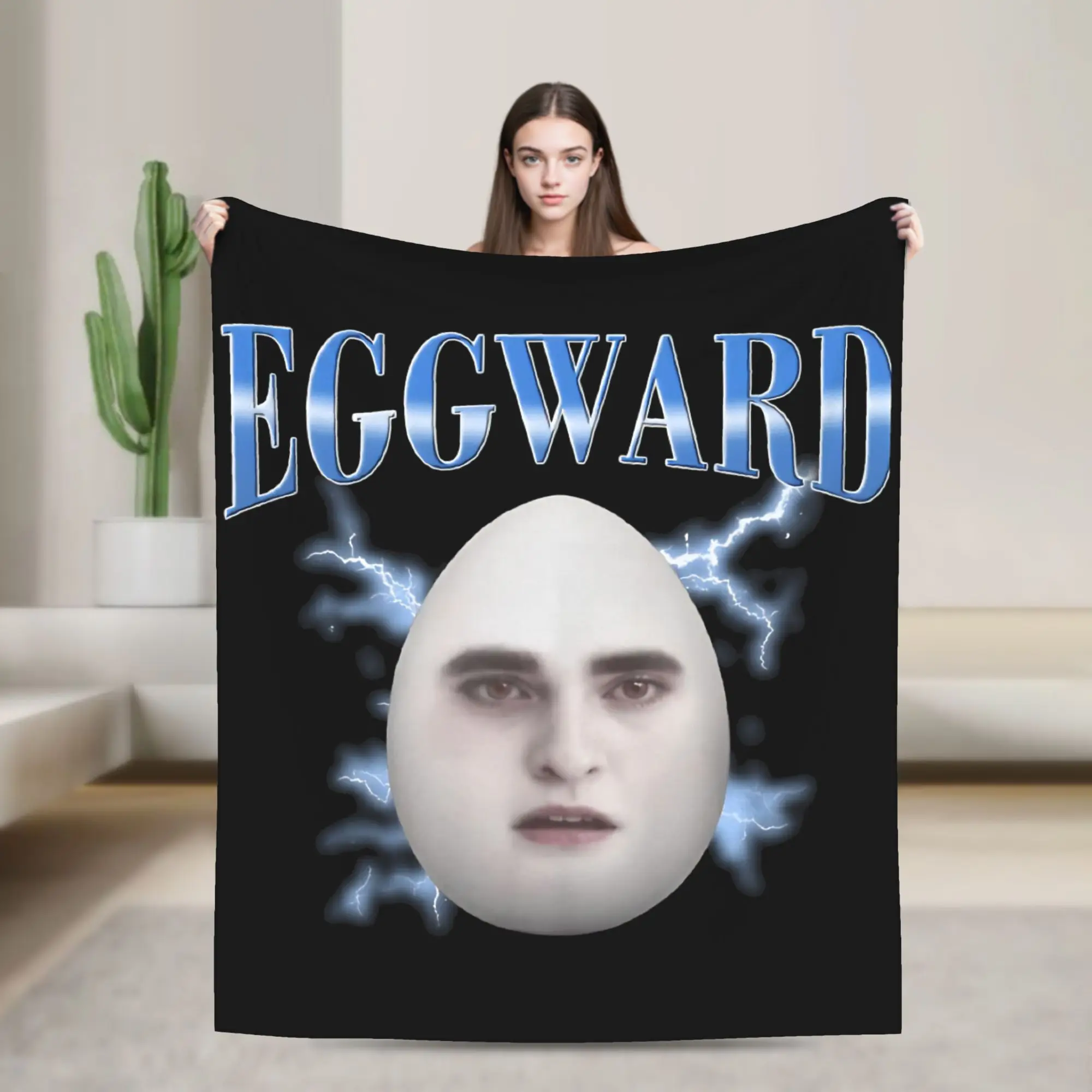 Eggward Funny Silly Meme Blanket Cover Twilight Edward Cullen Fleece Throw Blankets Airplane Travel Decor Lightweight Bedspread