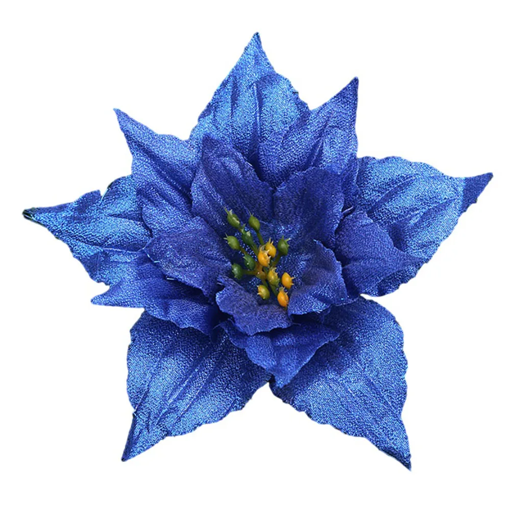 Brightness Christmas Glitter Poinsettia Hanging Flowers Tree Decoration Red Cloth Rose Red And Other Festive Arrangements