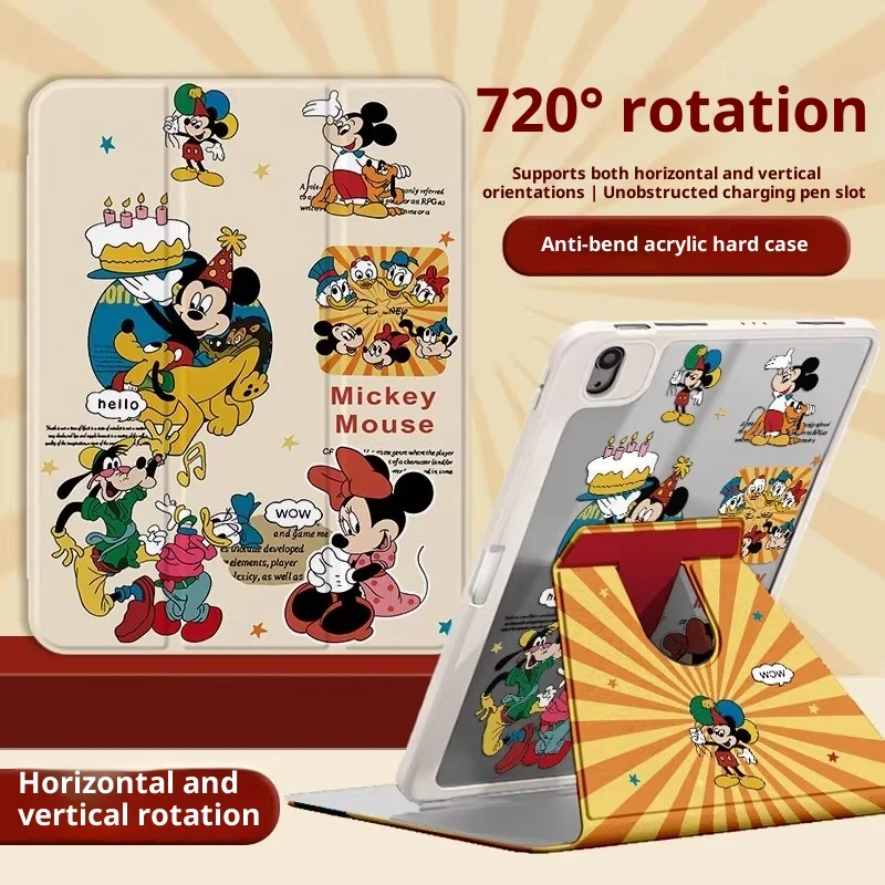 

MINISO Micky For iPad Case ipad Air 3 4 5 10.9in M2 M3 Pro 4 5 6 12.9in M4 Tablet Cover Ipad 8/9/10/11 A16 11in Protective Shell