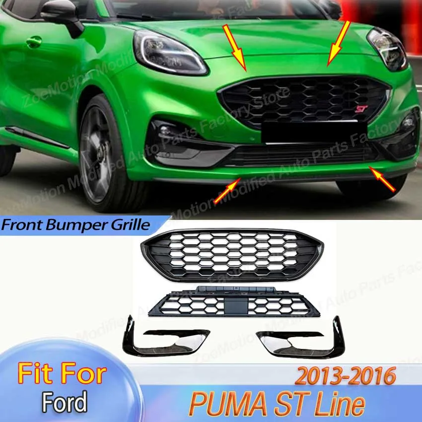 

Решетка переднего бампера для Ford PUMA ST Line 2019-2024, сетчатая решетка радиатора, воздухозаборник, сотовая решетка капота, элемент обвеса L1TB-8B271-D