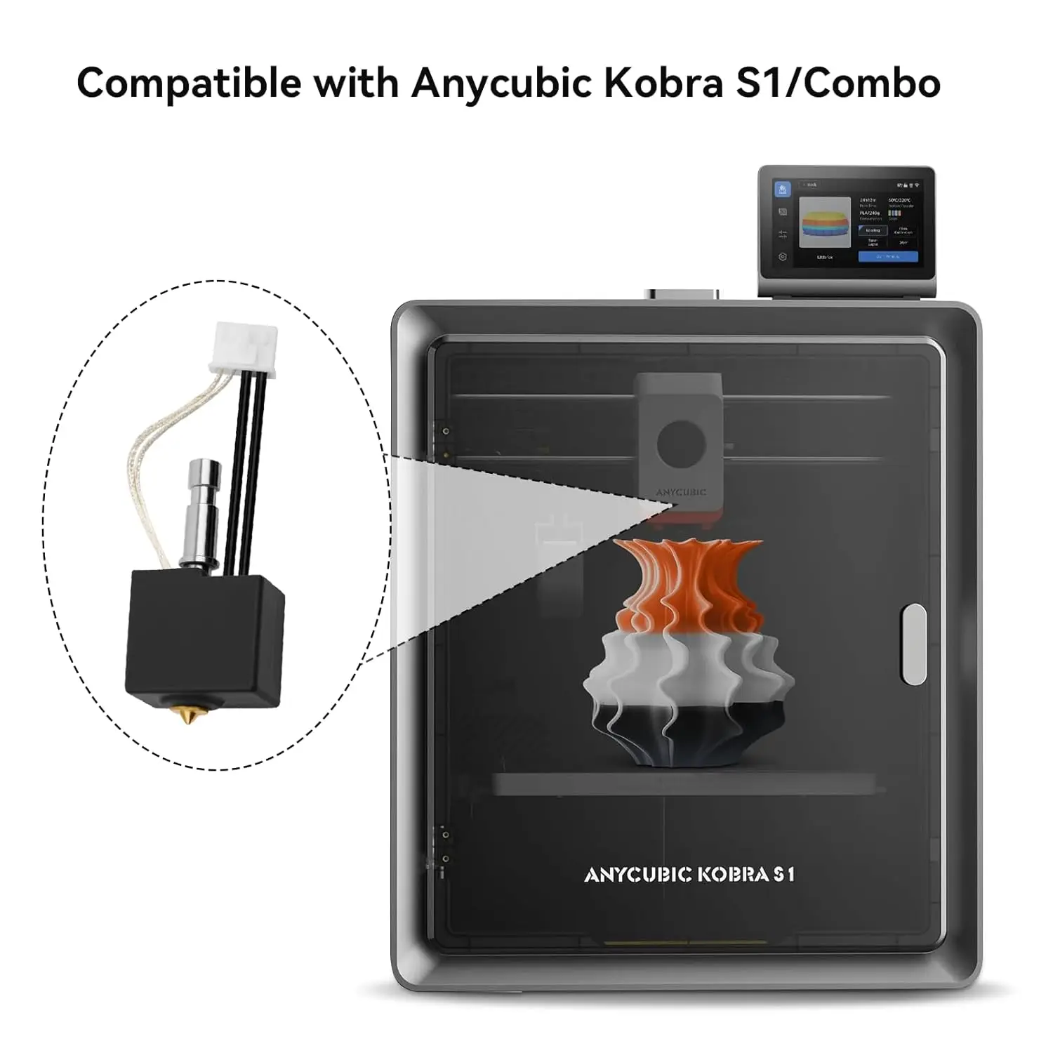 

Комплект хотэнда для Anycubic Kobra S1 Combo/S1C с латунным соплом 0,4 мм, легкосменный хотэнд для Cobra S1, сменная печатающая головка в сборе