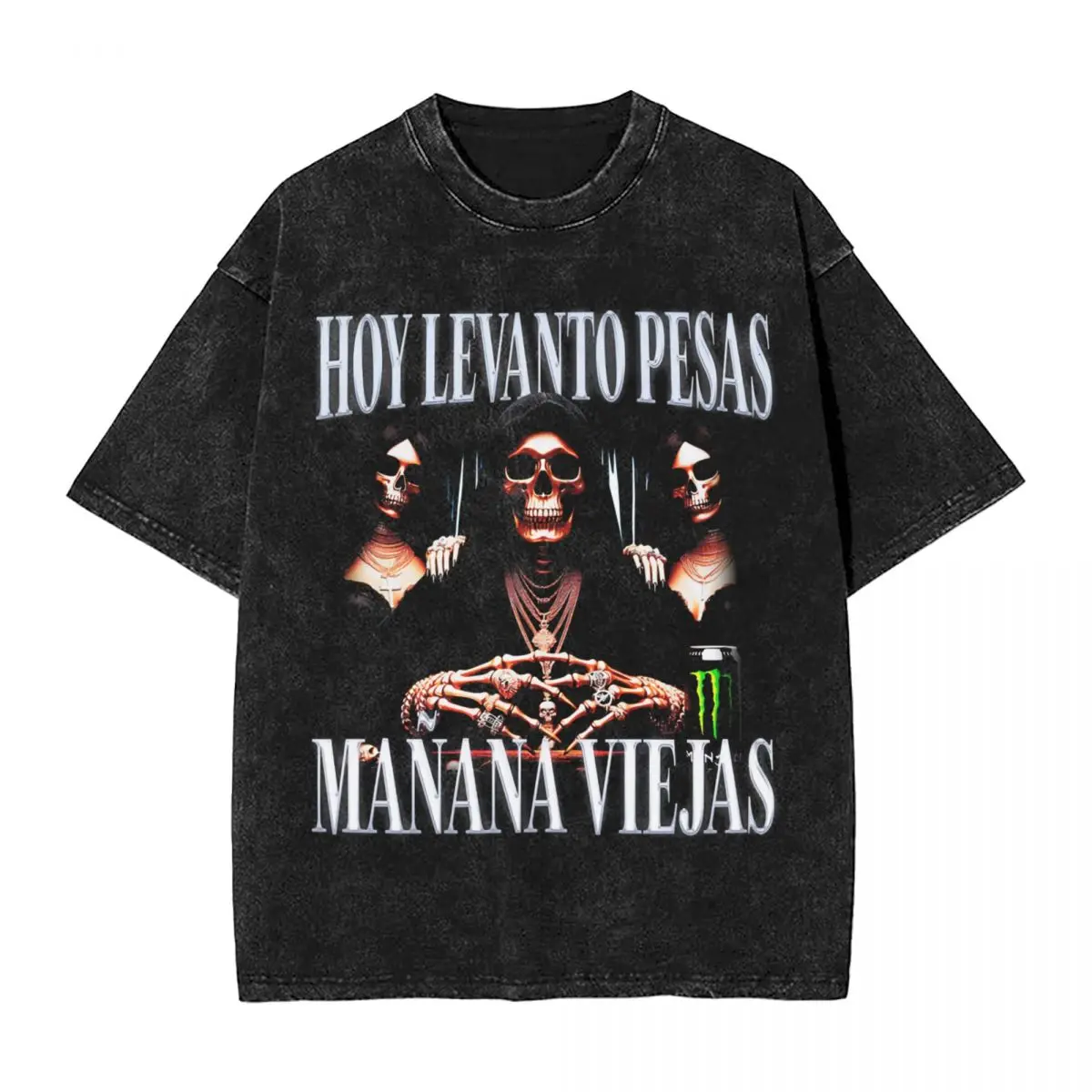 T-shirt da palestra con teschio da uomo HOY LEVANTO PESAS MANANA VIEJAS Top Tees Beach Streetwear T-shirt a maniche corte O Collo T-shirt per il tempo libero