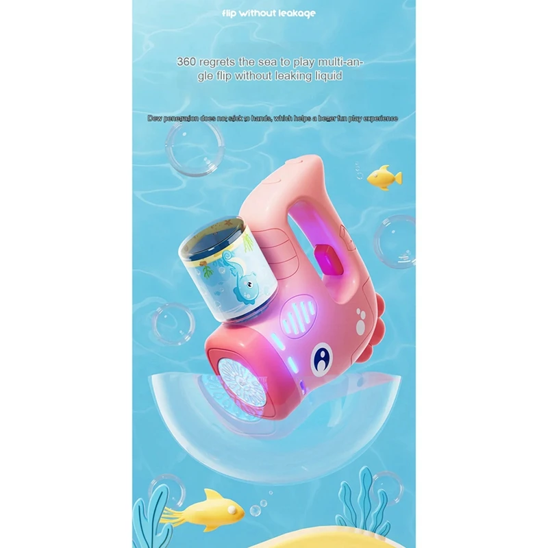 Electric Bubble Kids Automatic Soap Blower With Light Summer Outdoor Party Games Children Gift Pink