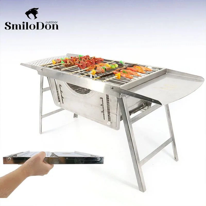 

Smilodon-Stainless Steel Folding BBQ Stove Portable Grill Barbecue Charcoal Burner Stove Stand Camping Oven Furnace