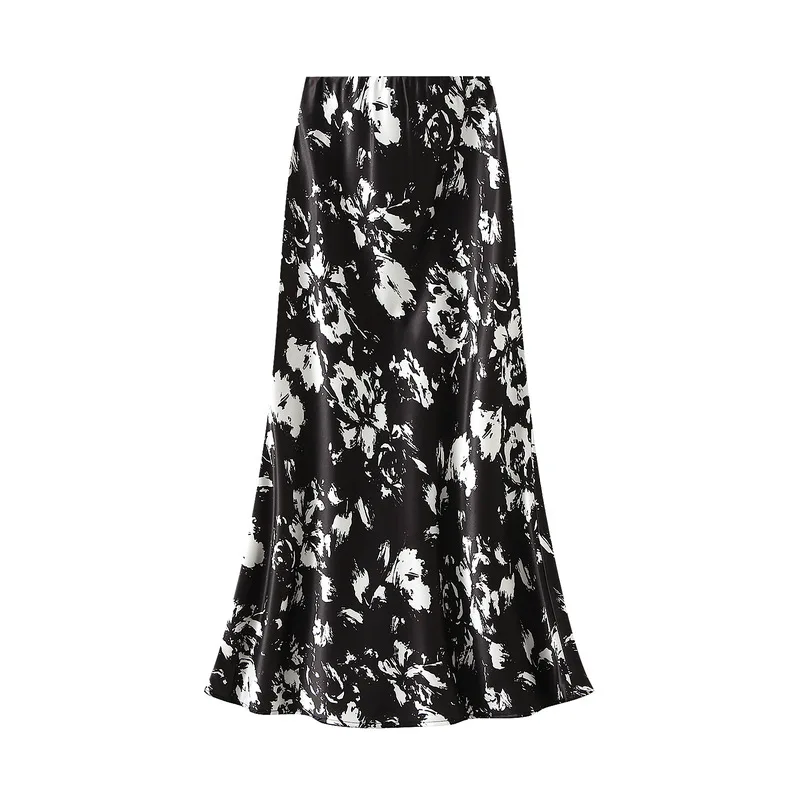 

Printed fish tail half skirt for women, new summer thin style, slim fit and slimming, hip hugging skirt, high waist A-line skirt