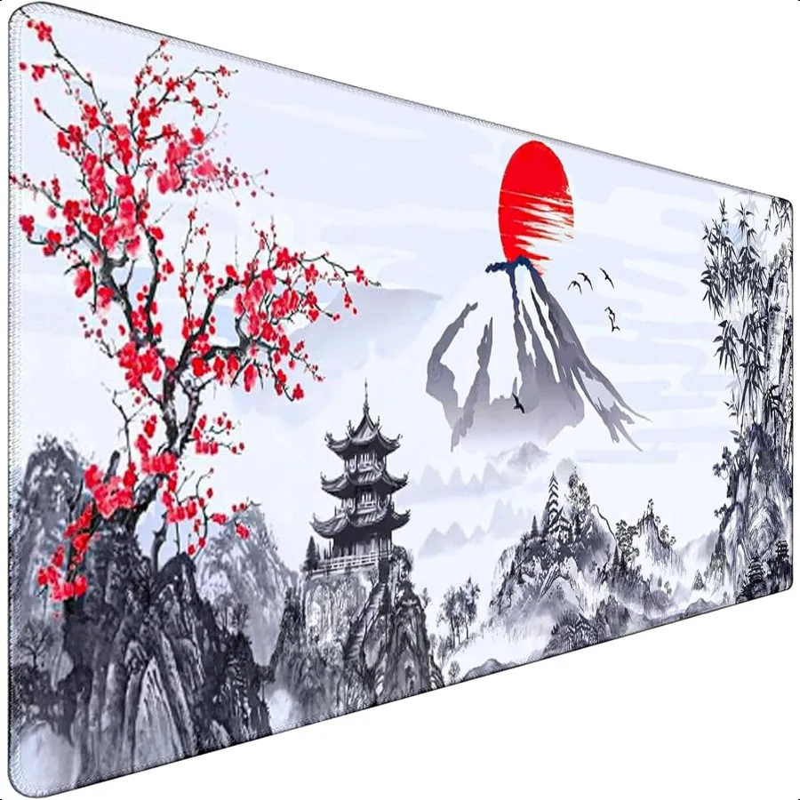 

Gaming Mouse Pad Ink Pattern 31.5x15.7 Inch Waterproof Computer Big Mousepad NonSlip Mouse Mat Rubber Base and Stitched Edges f