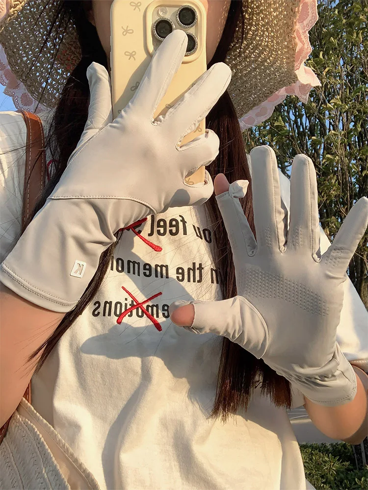 Ice Silk Touchscreen Sun Protection Gloves Women's Summer Thin Breathable UV Protection Driving  Vehicle Anti-slip Gl...