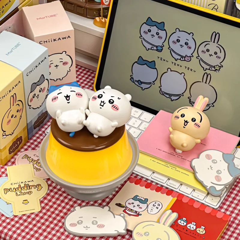 حقيقية Martube Chiikawa بودنغ مصباح مضيئة اللعب سطح المكتب الحلي أنيمي Hachiware Usagi جو مصباح ديكور هدية عيد ميلاد