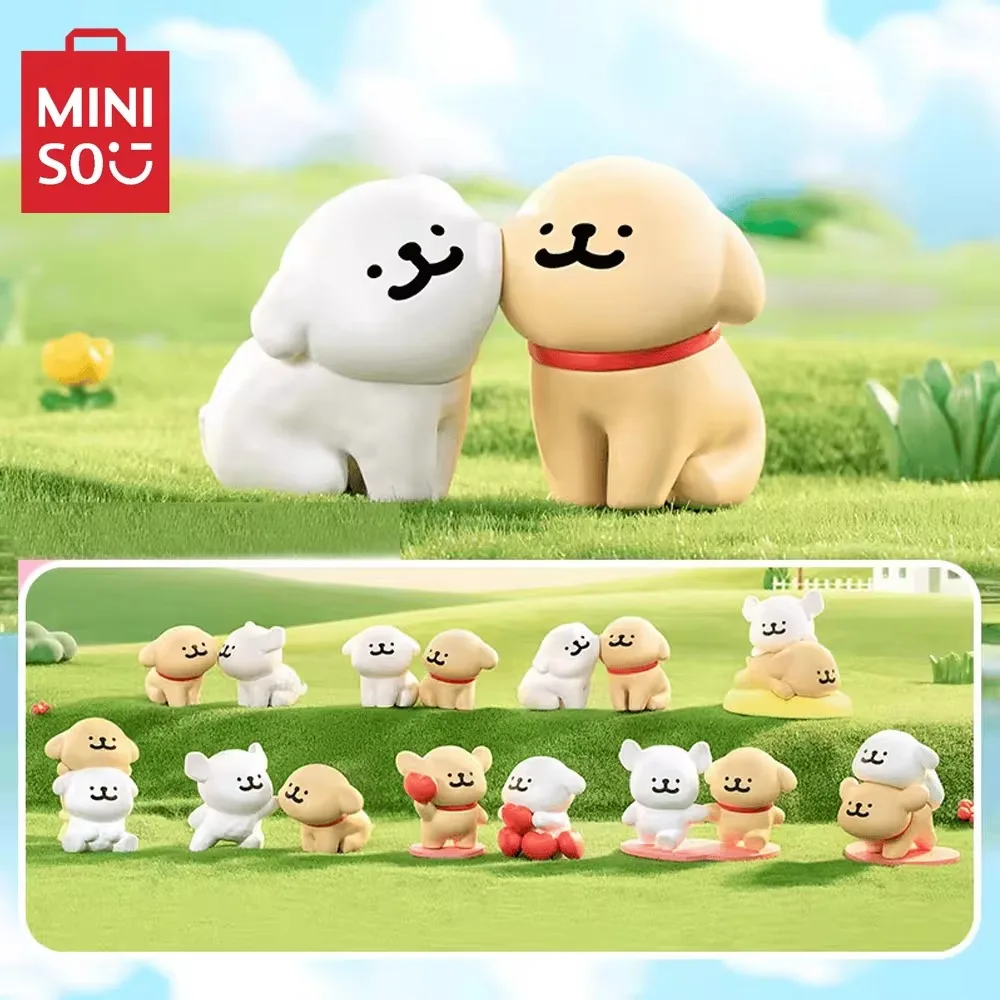 MINISO Maltese Happy Snuggling Series Cartoon Kawaii Cute Desktop Model Ornaments Decoration Model Doll Toys Birthday Gift