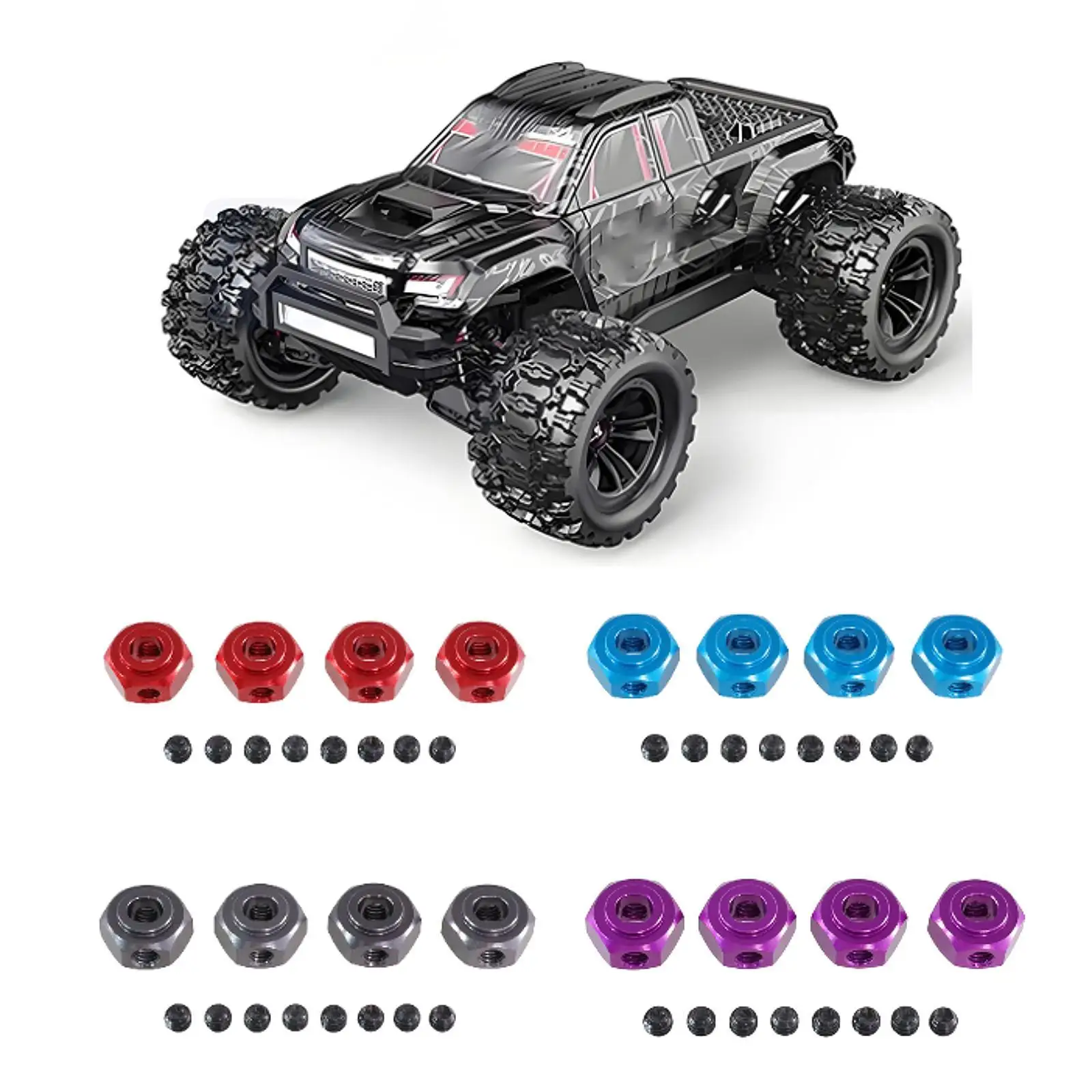 Metal 12mm Hex Wheel Hubs Aluminum Alloy Replacement DIY Accs Sturdy Upgrade for 1/10 10208 1/12 H12Y H12Y+ RC Car Vehicles