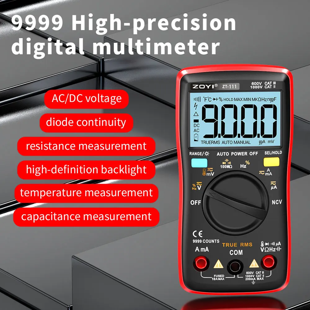 Multímetro Digital Anti-burn Alta Precisão Alcance Automático Display Digital Home Compact Zoyi-zt111