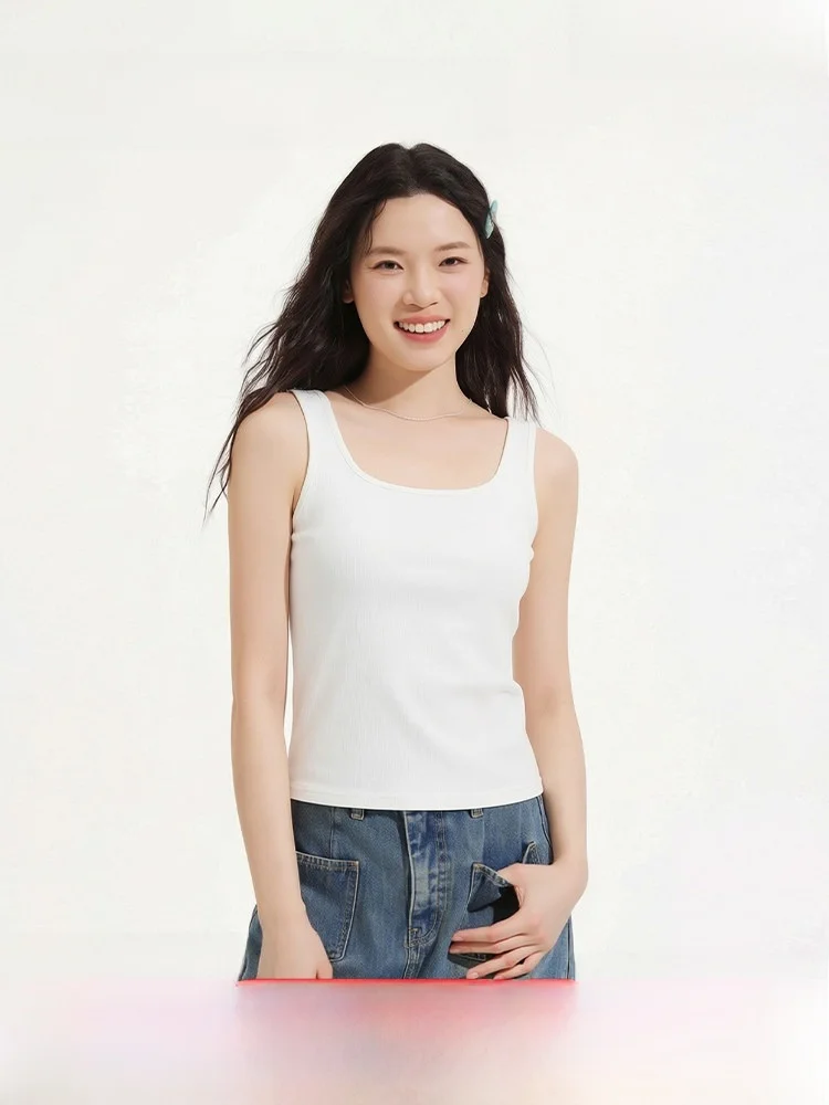 

White Thermal Wind Ladies Vest Base Shirt 2026 Summer New One-Piece with Chest Pad Vest Can Be Worn outside Hotwind Brand