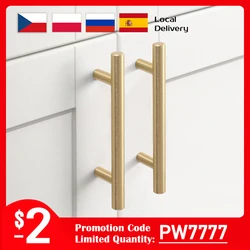 KAK 20 piezas manija de cocina de oro cepillado, tirador de puerta de barra en T de acero inoxidable, pomos y tiradores de gabinete de 76mm y 96mm, manija de muebles negra