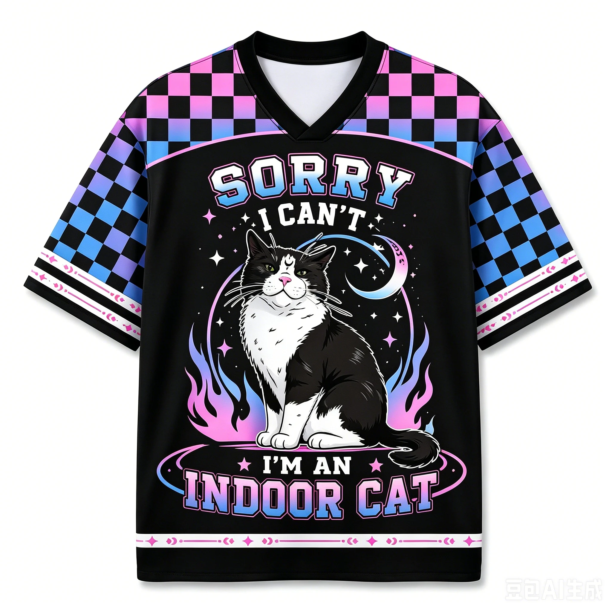 Trendiger Bestseller 2026 Mode Cyberpunk Kitten Fitness-Trikot Hawaiianisches Casual Hip-Hop V-Ausschnitt T-Shirt Wander- Alltags- Street-Sport-Oberteil – Detail 11