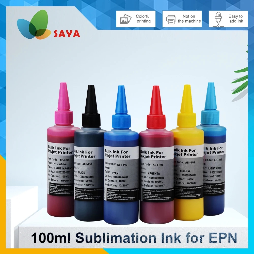 

100ml*6Colors Sublimation Ink Heat Transfer Ink For EPSON Inkjet Printer Heat Press Sublimation Used For Mug Cup/T-Shirt