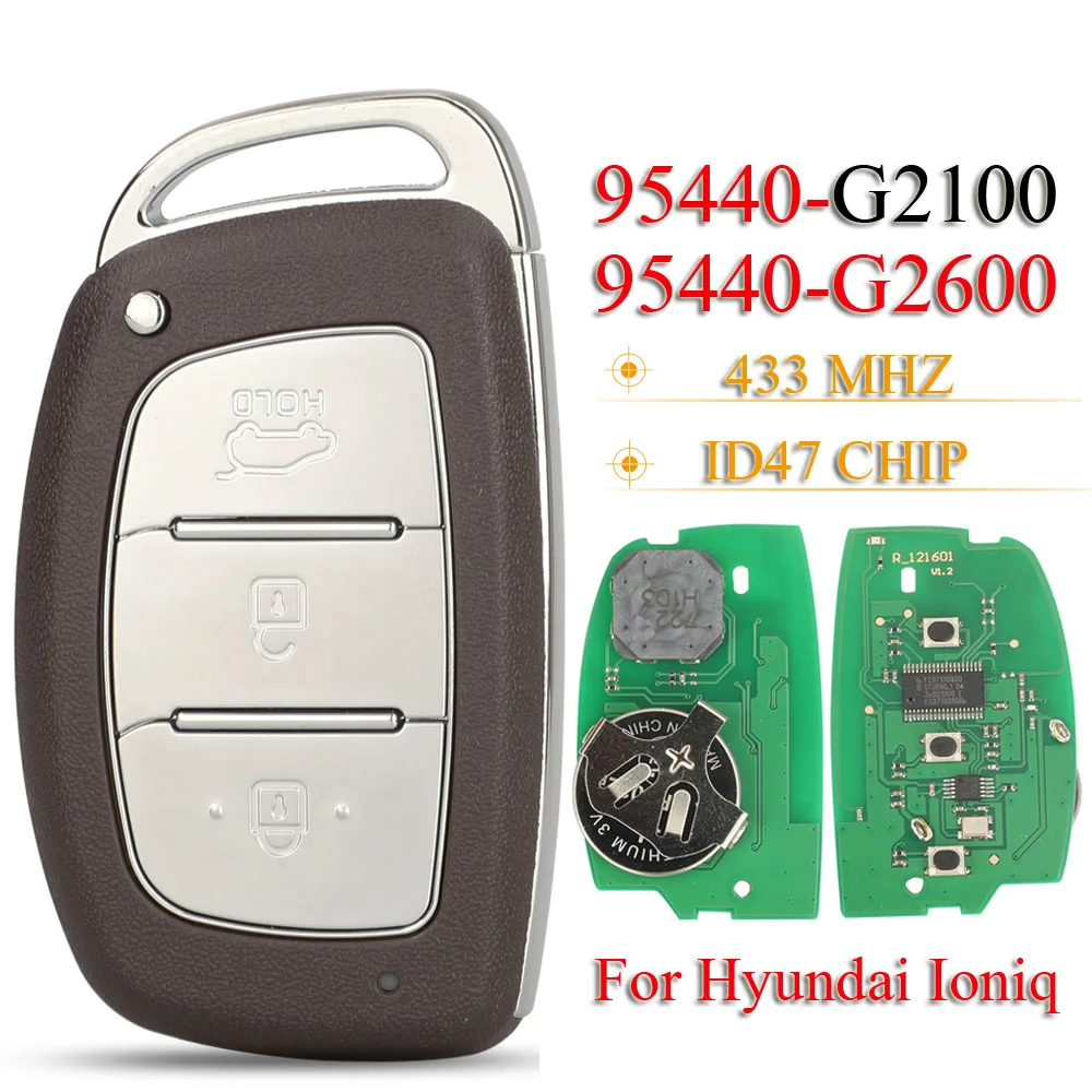 jingyuqin 95440-G2100 95440-G2600 3Buttons Smart Remote Car Key Fob 433MHZ ID47 Chip For Hyundai Ioniq 2016-2019