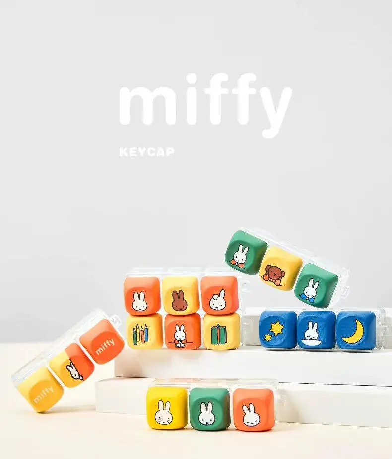 Miffy Kaninchen 6 Stile Farblich Abgestimmte Tastenkappen-Schlüsselanhänger Überraschungs-Blindbox Geschenke Spielzeugmodelle Anime-Figuren Sammelornamente – Detail 1