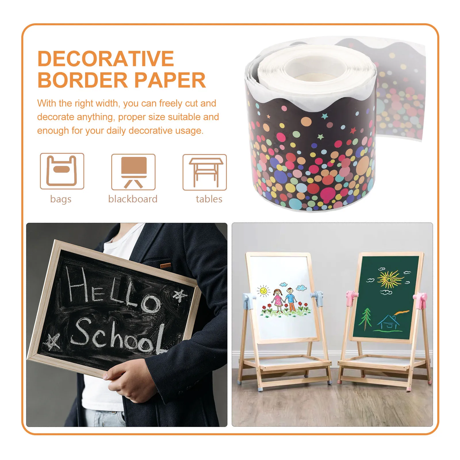 Wavy Edge Sticker Classroom Decor Bulletin Board Borders Round Fadeless Adhesive Border Trim Wall Decor Craft Supplies