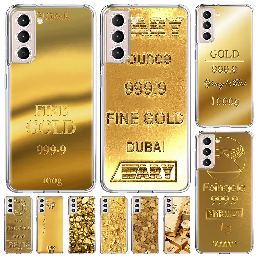 Fine Gold Pattern Printing Case for Samsung Galaxy S23 S20 S21 FE S22 S24 Ultra S8 S10 Lite S9 Plus S10e Clear Soft Funda