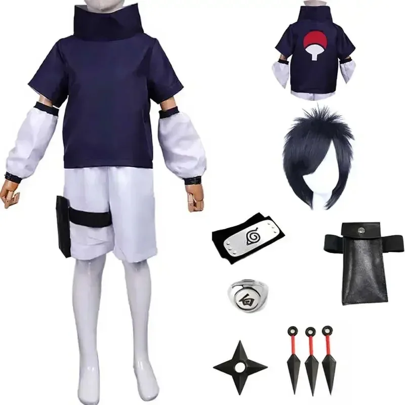Uchiha Sasuke Halloween Anime Cosplay Kostuum Voor Kinderen Kinderen Top Broek Outfits Halloween Carnaval Pak